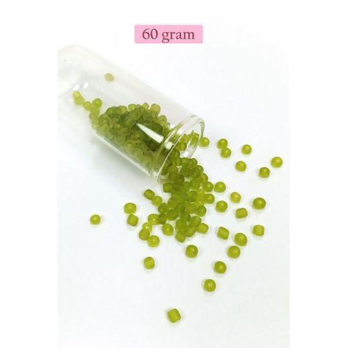 Dökme Cam Kum Boncuk Büyük Boy (6/0) 4 mm - 60 Gram - Şeffaf Mat Yeşil - BNC128