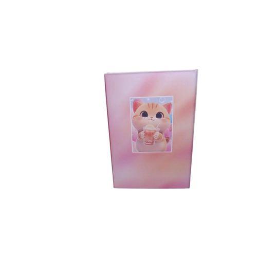 LİNEA PUFFY KABARTMA YÜZEY ( 14*20 CM) 80 YAPRAK RENKLİ ÇİZGİLİ HATIRA DEFTERİ ( Drinking Cat)