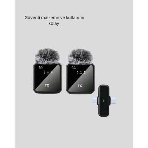 Vlog Podcast Ve Röportajlar İçin Kablosuz Çift Yaka Mikrofon