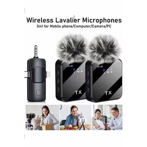Yüksek Kalite Profesyonel 3 In 1 Kablosuz Taşınabilir Yaka Mikrofonu Tüylü