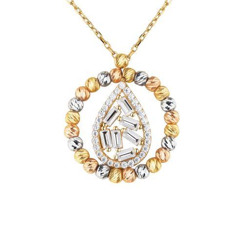 14 Ayar Altın Dorika Çerçeveli Damla Kolye HSM10024