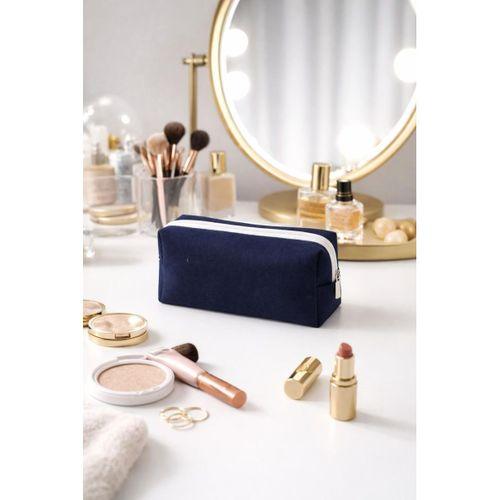 Lüks Lacivert Kot Makyaj ve Kozmetik Seyahat Çantası
