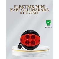 Ce Belgeli 3 Metre 4’lü Kablolu Priz Makara