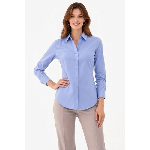 Uzun Kollu Gömlek Düğmeli Klasik Yaka Günlük Ve Ofis Şıklığına Uygun - Mavi