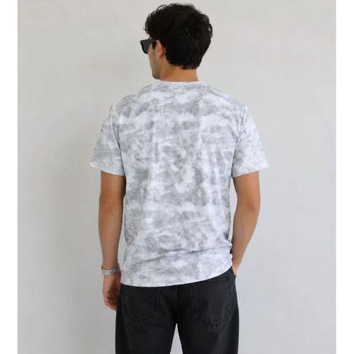 Erkek Batik Desenli Tişört Bisiklet Yaka Kısa Kol Regular Fit T-shirt - Gri