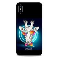 Apple iPhone XS Max Kılıf FunnyMaX (6) Silikon Kılıf Siyah Zürafa