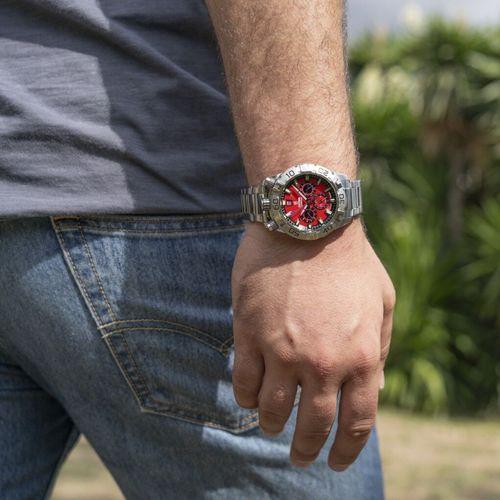 Festina F20743/5 Quartz Chrono Çelik Gri Kırmızı Kadran 10 ATM 45 mm Erkek Kol Saati