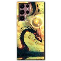 Galaxy S22 Ultra Kılıf HD Desen Baskılı Arka Kapak - Digital Dragon + Kırılmaz Cam