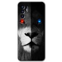 Potkal Hediye Fabrikası Oppo Reno 6 Kılıf HD Desen Baskılı Arka Kapak - Fire and Ice Lion