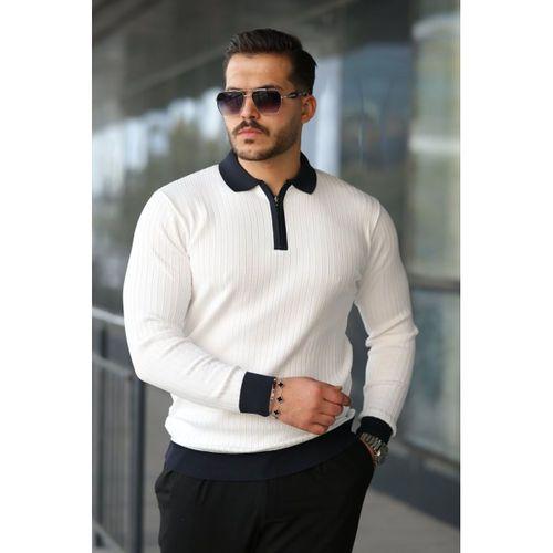 Erkek Kol Ve Yaka Detaylı Uzun Kollu Triko