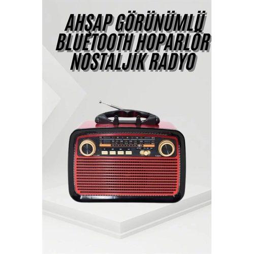 Nostalji Radyo Bluetooth Hoparlör Usb-sd Kart Giriş Led Fener Işıklı Bataryalı Pilli