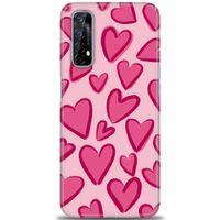 Realme 7 Kılıf HD Baskılı Kılıf - Pembe Kalp + Tam Ekran Koruyucu