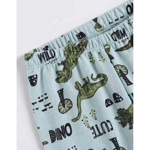 4/10 Yaş Dino Baskılı Pamuk Penye Çocuk Pijama Takımı