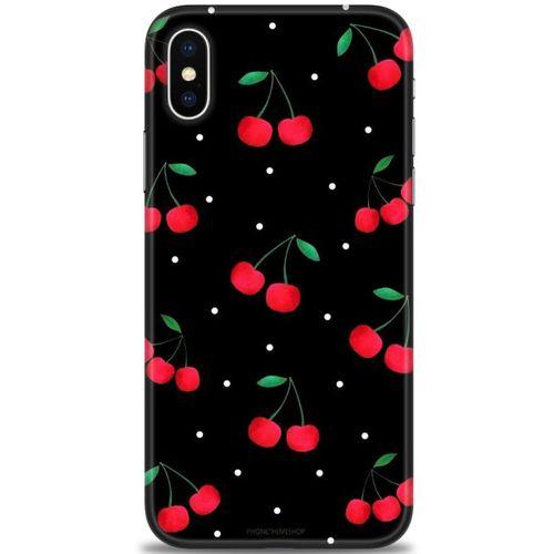 iPhone X Kılıf HD Baskılı Kılıf - Kirazlar + Tam Ekran Koruyucu