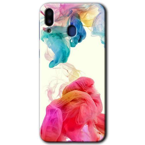 MRCİLETİSİM Samsung Galaxy M20 Kılıf HD Desen Baskılı Arka Kapak + Temperli Cam - Gökkuşağı Color