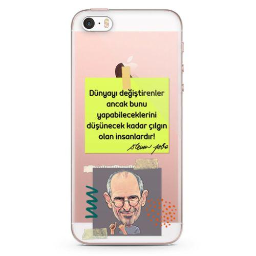 Apple iPhone SE Kılıf Caps Steve Jobs Arka Kapak Koruma Desenli Full Koruyucu