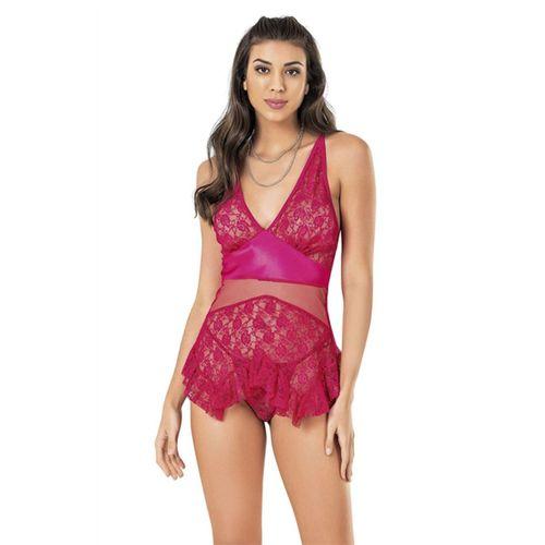 Kadın Dantel Asimetrik Süper Mini Fantazi Gecelik Moongirl - 440