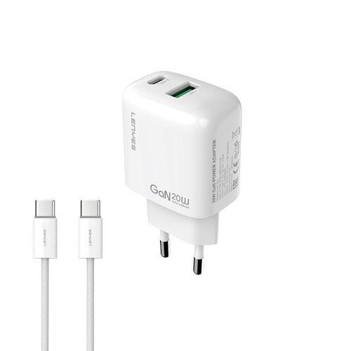 Lenyes LCH91-TC-TC Type-C to Type-C GaN Teknolojili PD ve USB Hızlı Şarj Özellikli Şarj Seti 20W