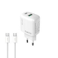 Lenyes LCH91-TC-TC Type-C to Type-C GaN Teknolojili PD ve USB Hızlı Şarj Özellikli Şarj Seti 20W
