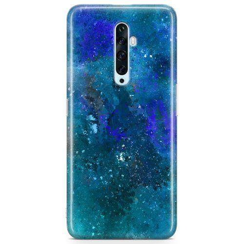 Oppo Reno2 Z 2019 Kılıf Mavi Mermer Arka Kapak Koruma Desenli Full Koruyucu