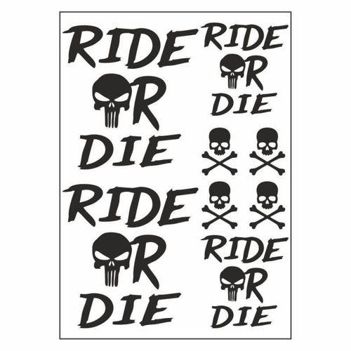 SEVGENT A4 Sticker 127 Tek Paket Çoklu Ride Or Die Siyah