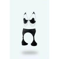 Siyah Harness Takım Zincir Detaylı Suni Deri Jartiyerli - Brf1221