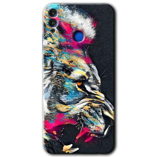Honor 8x Kılıf HD Desen Baskılı Arka Kapak - Colorfull Aslan