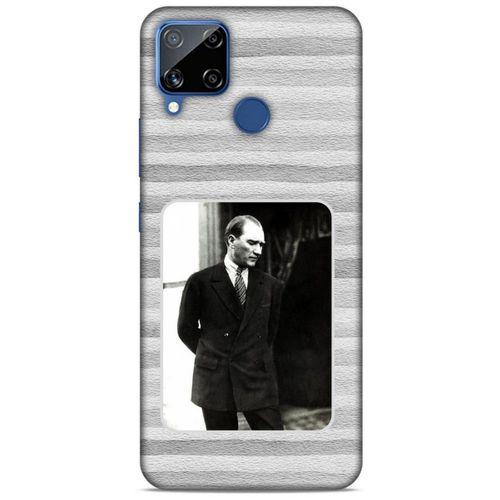 Oppo Realme C15 Kılıf Atatürk (36) Glitter Kılıf Gri Kumlar