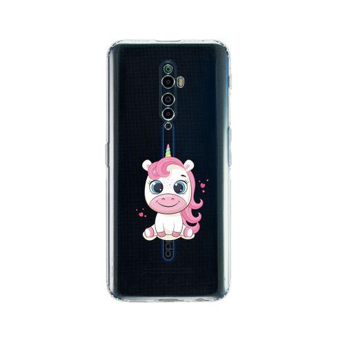Oppo Reno 2Z Pembe Unicorn Desenli Premium Şeffaf Silikon Kılıf