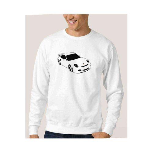 Porsche Baskılı Beyaz Erkek Sweatshirt