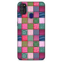 Samsung Galaxy M21 Kılıf Patchwork (35) Fit Design Kılıf Toz Pembe Lacivert