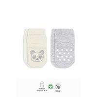 Hayvan Figürlü Kaymaz Soket Çorap 2’li Gri Ekru, Sevimli ve Konforlu