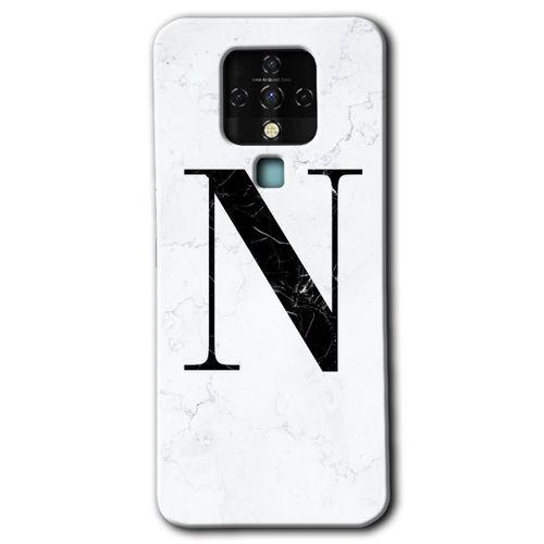 Tecno Camon 16 Kılıf HD Desen Baskılı Arka Kapak - Beyaz Mermer Desenli N Harfi