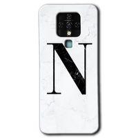 Tecno Camon 16 Kılıf HD Desen Baskılı Arka Kapak - Beyaz Mermer Desenli N Harfi
