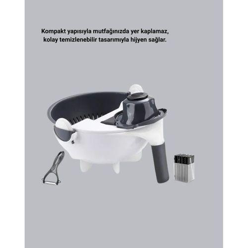 5 Fonksiyonlu Döner Rende Süzgeçli Çok Amaçlı Sebze Doğrayıcı Kaymaz Tabanlı