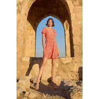 Viskon Çiçek Desenli Kısa Kollu Elbise