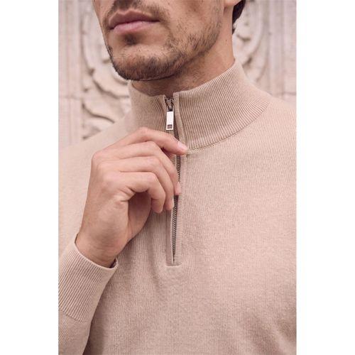 Lars Selanik Örme Kumaş Yarım Fermuar Erkek Sweatshirt - Çakıl