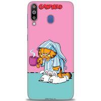 Samsung Galaxy M30 Kılıf HD Baskılı Kılıf - Garfield + Tam Ekran Koruyucu