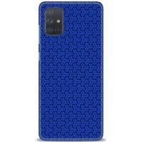 Samsung Galaxy A51 Kılıf HD Baskılı Kılıf - Mavi Örüntü + Tam Ekran Koruyucu