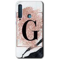 Potkal Hediye Fabrikası Samsung Galaxy A9 2018 Kılıf HD Desen Baskılı Arka Kapak - Pembe Mermer Desenli G Harfi