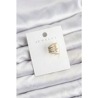 Gold Renk Pirinç Zirkon Taşlı Kıkırdak Earcuff Küpe