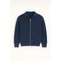 Coppola Selanik Örgü Polo Yaka Cepli Fermuarlı Rahat Kalıp Erkek Triko Hırka - İndigo