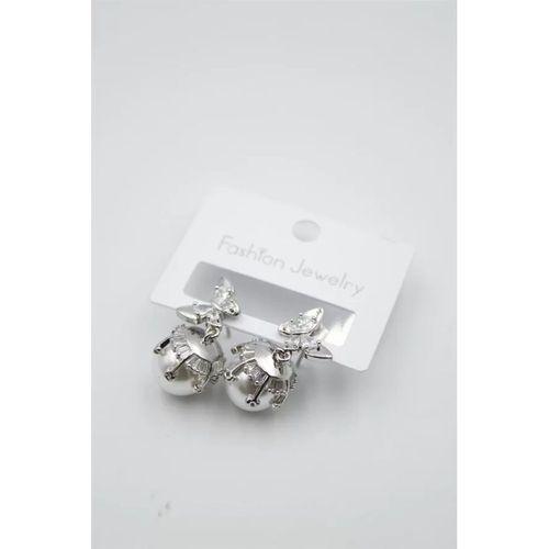 İnci Kelebek Küpe - Gümüş