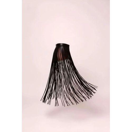 Siyah Etek Uzun İplik Detaylı Etek Yüksek Bel Etek - Brf1088