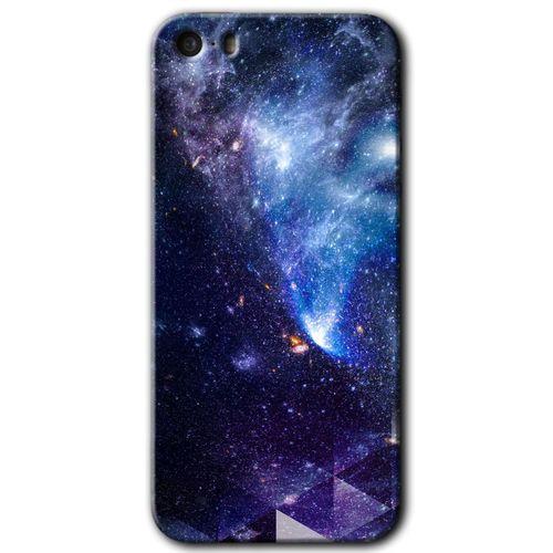 iPhone 5s Kılıf HD Desen Baskılı Arka Kapak + Temperli Cam - Galaksi