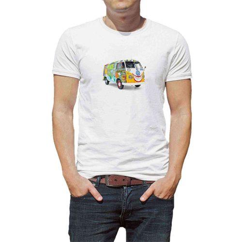 1357 Volkswagen Kombi Hippie 18 Olkswagen Baskılı Beyaz Erkek Tshirt
