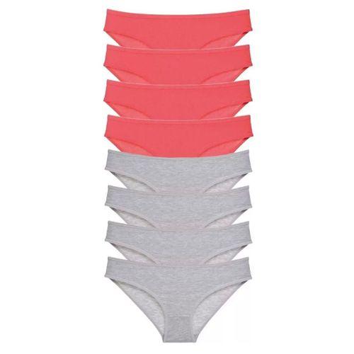 8 Adet Süper Eko Set Likralı Kadın Slip Külot Fuşya Gri