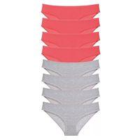 8 Adet Süper Eko Set Likralı Kadın Slip Külot Fuşya Gri