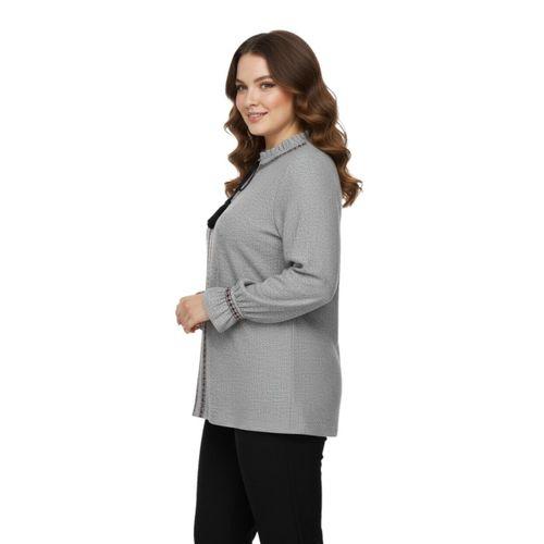 Kadın Yumoş Yaka Bağcıklı Kol Valonlu Modelli Bluz BGL-ST05141