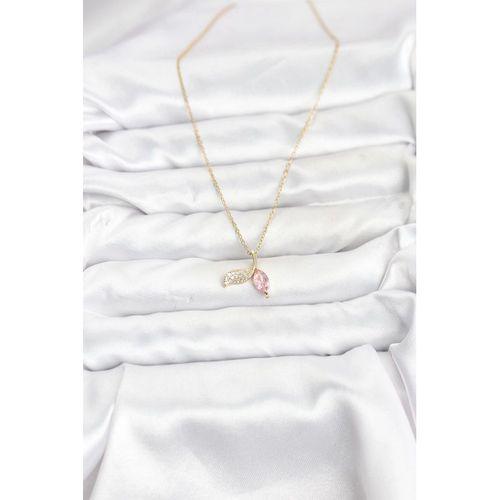 316L Çelik Zincir Gold Renk Balık Kuyruğu Model Zirkon Taşlı Kadın Kolye